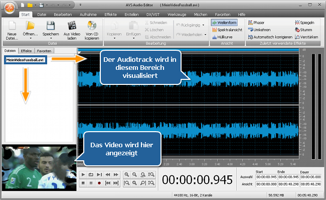 Wie filtert man den Vuvuzela-Lärm mit dem AVS Audio Editor? Schritt 2
