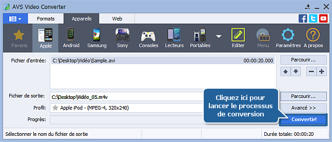 Comment convertir une vidéo en MP4 pour Apple iPod? Etape 5
