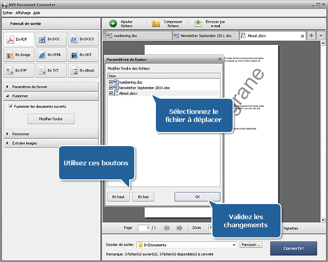 Comment convertir les fichiers DOC/DOCX dans le format PDF? Etape 4