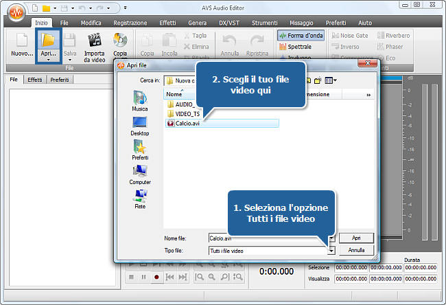 Come eliminare il suono delle vuvuzela usando AVS Audio Editor? Passo 2